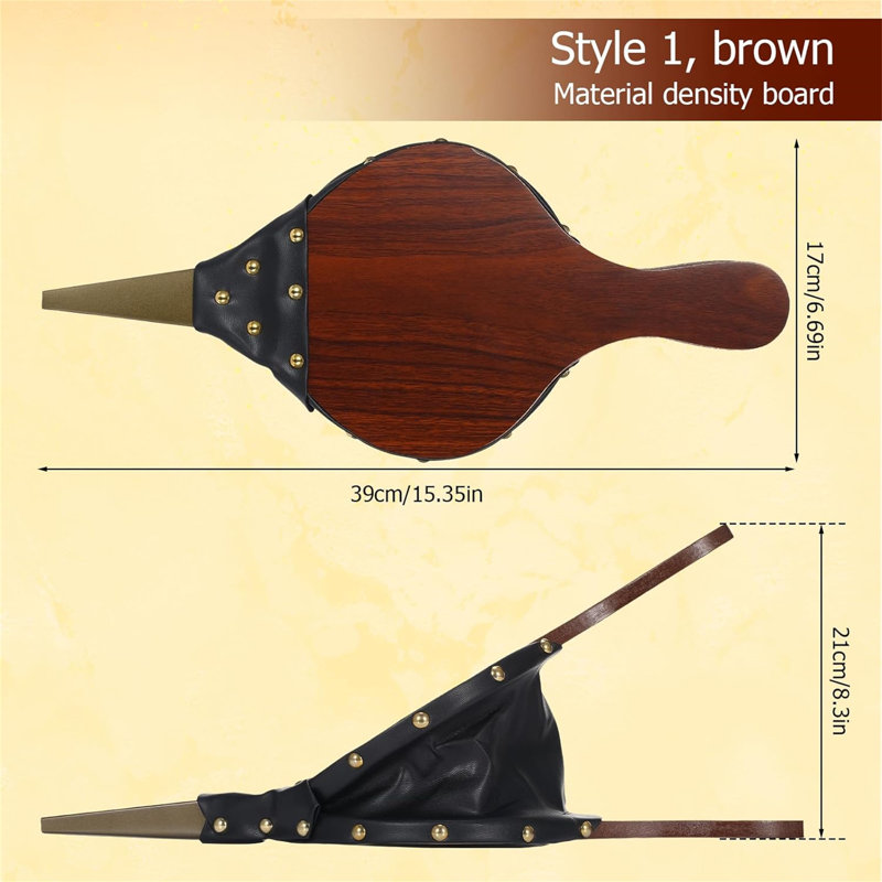 Ensemble de 2 soufflets pour grand foyer - souffleur d'air portatif en bois avec buse en fonte pour foyer et barbecue