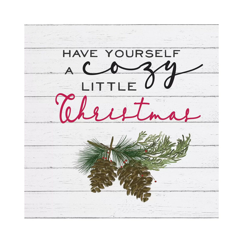 Cozy Christmas I Pine cones 1 Piece Wrapped Canvas Wall Art, 30.48 cm H x 30.48 cm W