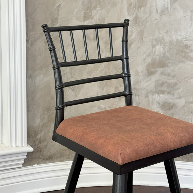 Napa Swivel Upholstered 30'' Bar Stool with Aluminum Frame ( Set of 2), Brown