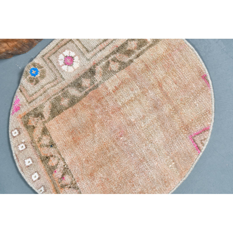 Tapis turc antique antique pour décor bohémien - idéal pour les entrées et comme cadeau brun / vert