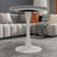 Table basse de 27,6 pouces de style Mid-Century moderne, pouvant accueillir de 2 à 4 personnes, avec un plateau de table rond en marbre veiné gris clair, pour divers réglages.-467055492-467055498