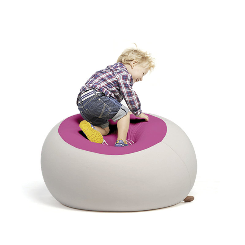 Stanley Refillable Bean Bag Chair, Light Grey/Pink