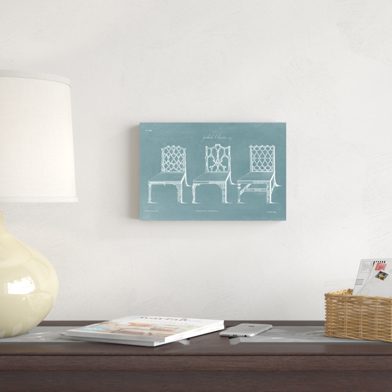«Design for a Chair II» par Thomas Chippendale - reproduction de dessin sur toile tendue, H 8 po x l 12 po x P 1,25 po