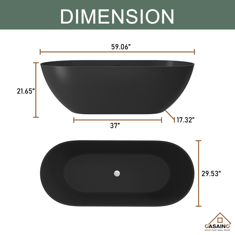Baignoire de trempage autoportante de 59 po x 30 po Tangent