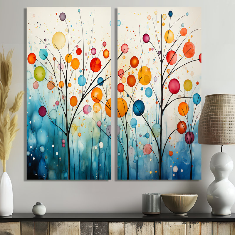 Grand sarcelle rétro Mid Century Retro Reflections - Mid-Century abstrait, grandes impressions sur toile, H 32 po x l 32 po