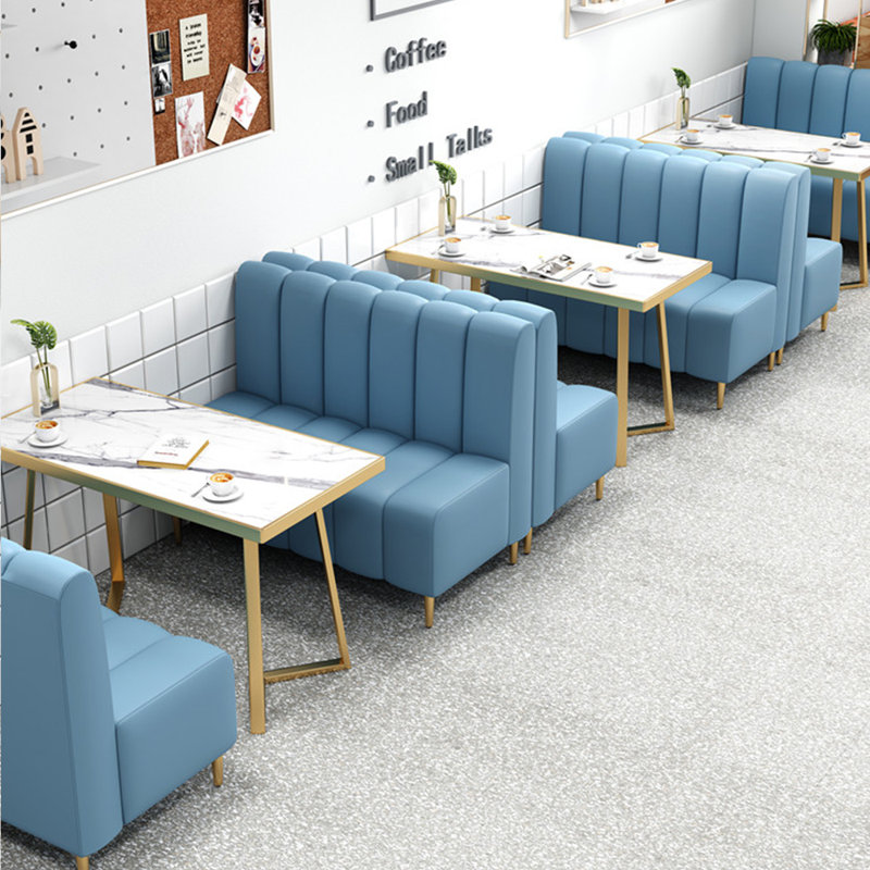 Banc rembourré en similicuir Modern Modern, Bleu