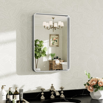 Llesenia Mirror with HD Tempered Glass and Aluminum Alloy Frame, French Cleat Wall-Mounted Bathroom Vanity Mirror
