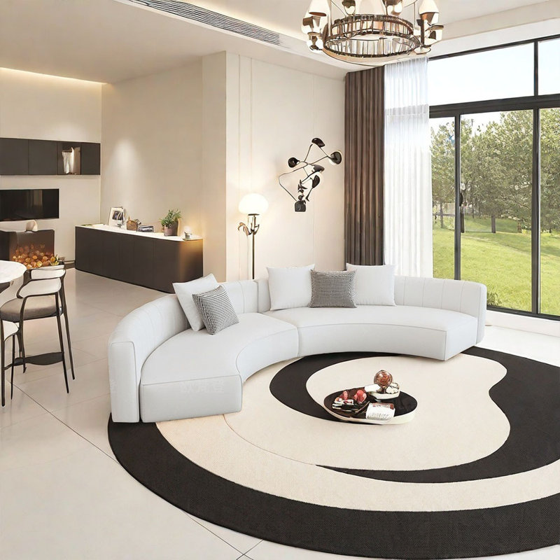 Canapé semi-circulaire, H 27,56 po x l 149,61 po x P 64,96 po, 6
