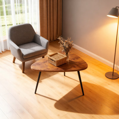 Modern Oval Coffee Table For Living Room, Space-Saving Minimalist Design With Easy Assembly, Durable Rustic Brown Center Table For Home Office And Small Spaces