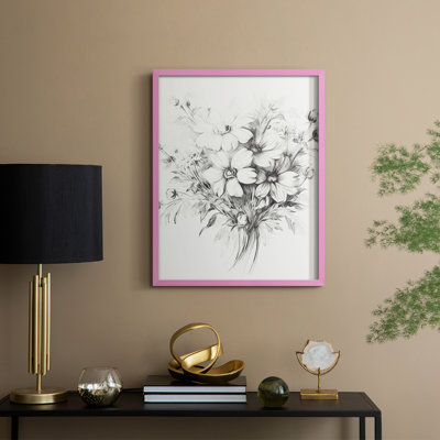 Reproduction florale rétro encadrée XIXème - bois massif