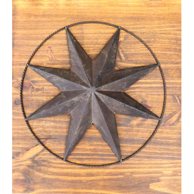 Bronzed Large 18"D Metal Vintage Rustic Western 8 Pointed Star Circle Wall Décor