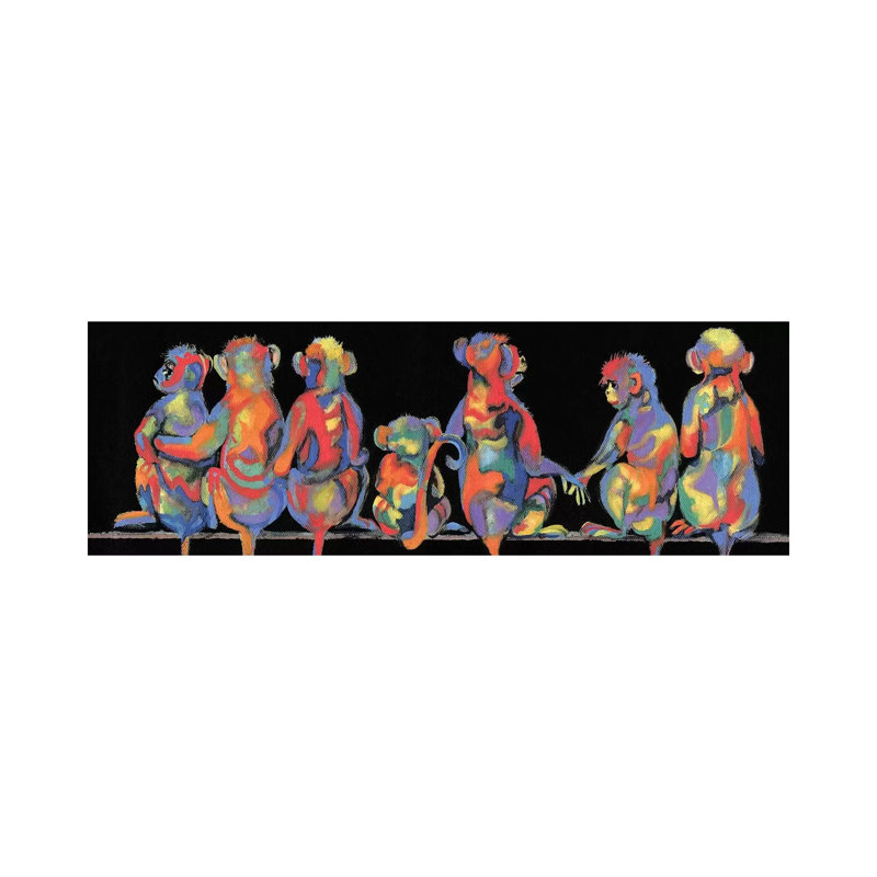 Fun Monkeys by Donna Brooks - Wrapped Canvas Panoramic Gallery-Wrapped Canvas Giclée, 30.48 cm H x 91.44 cm W x 1.91 cm D