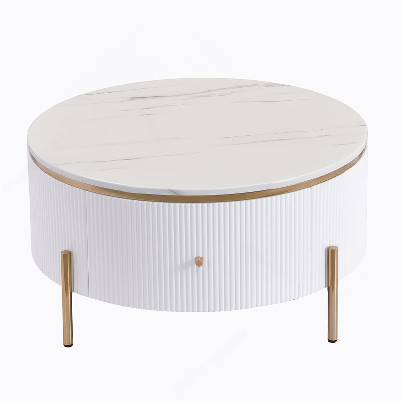 Table basse moderne moderne avec 2 grands tiroirs de rangement (31,5 po)