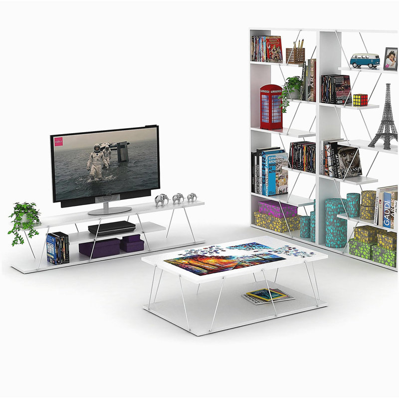 Furnish Home Store Wood Frame Etagere Open Back 6 Shelves Bookcase Industrial Bookshelf for Office and Living Rooms Modern Bookcases Large Bookshelf Organizer