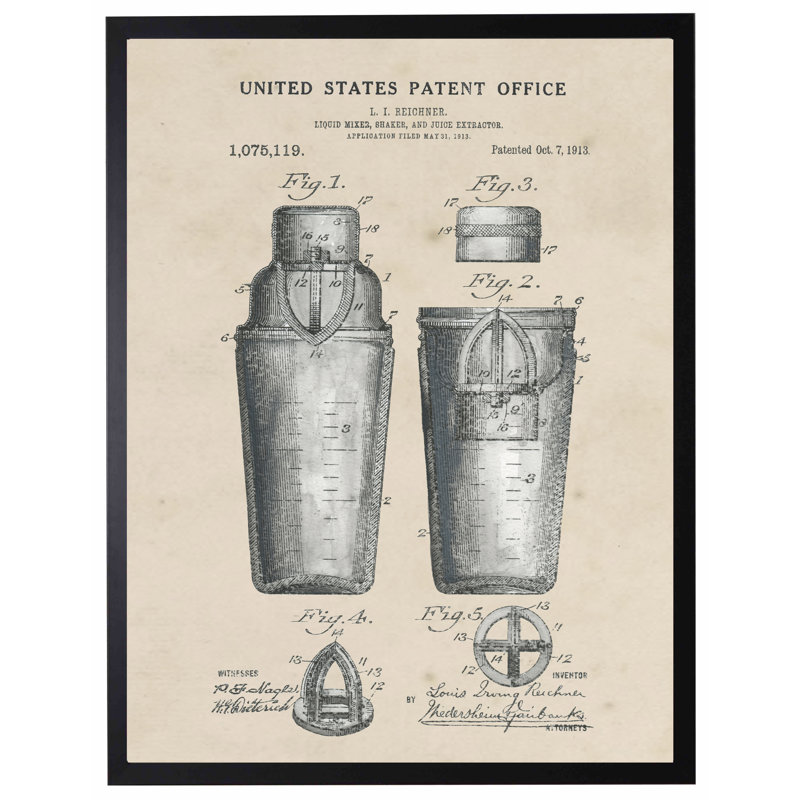 Shaker Patent in Black Frame