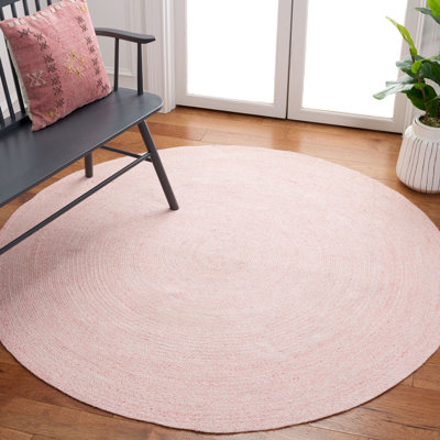 Round Rinu Hand Braided Pink Area Rug