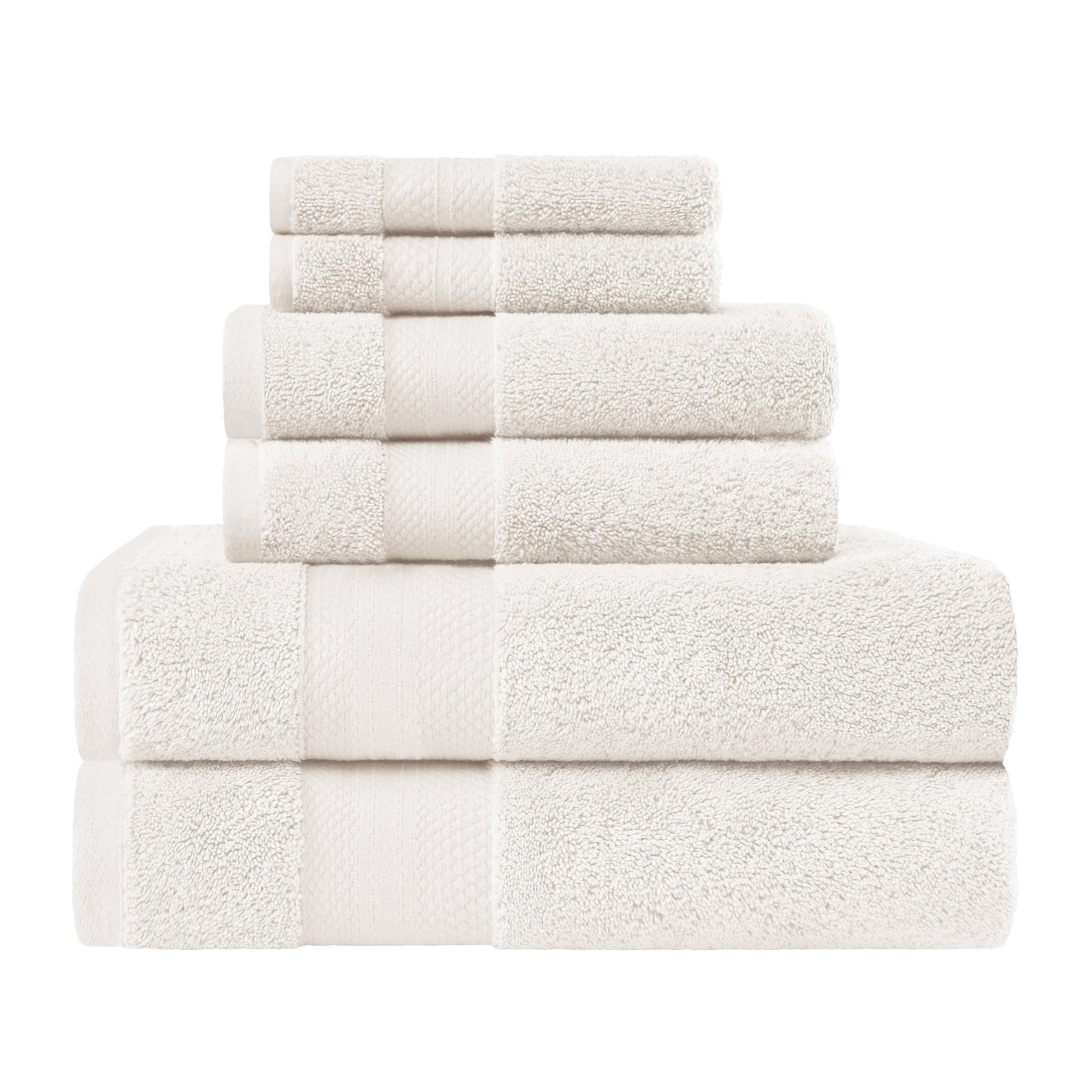 Finnian Turkish Cotton Bath Towel, Ivory, 6 Piece Towel Set