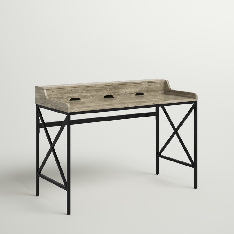 60 in. Black Sand Metal Industrial Modern Rustic Storage Writing Desk