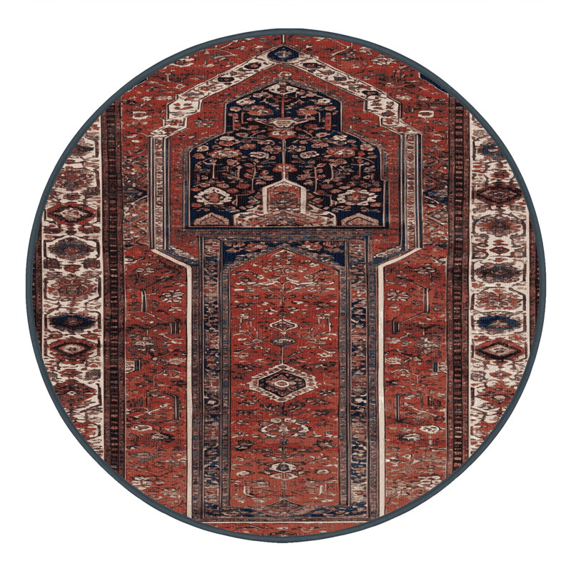 Tapis brun turc lavable à la machine, Rond 3 pi