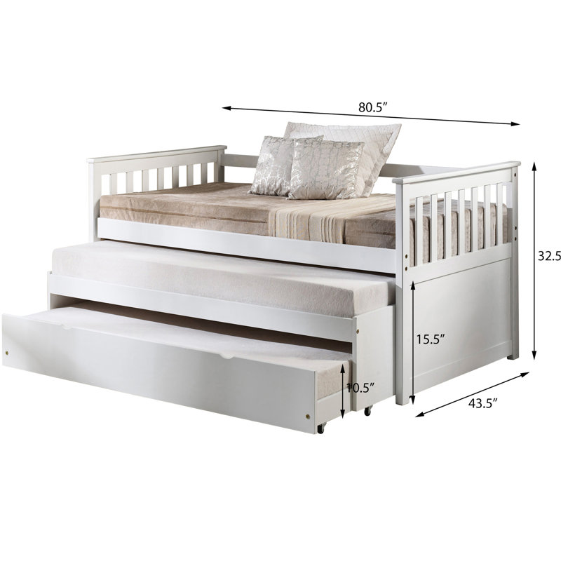 Lit de jour simple avec option de lit pliable et pliable - Bois massif et confortable unité de fabrication amovible en pin blanc