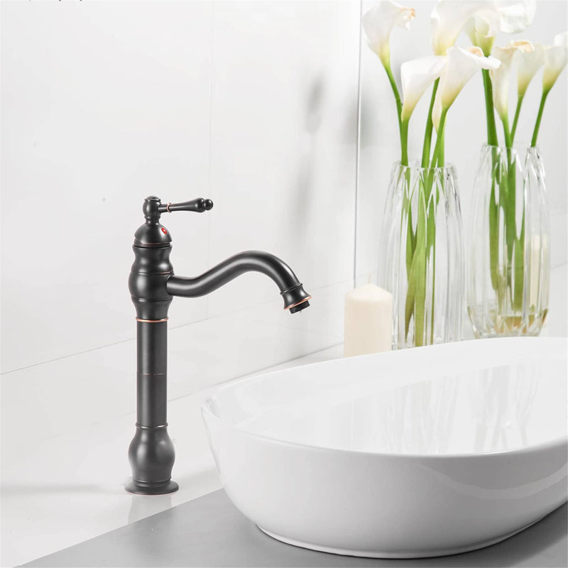 Single-handle Bathroom Faucet with Drain Assembly, Bronze