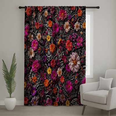 Rideaux à motif floral cachemire coloré, rideaux occultant et fleurs - 1 panneau