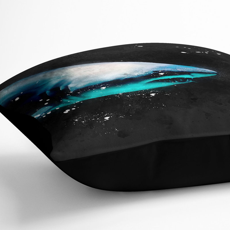 Shark in the Shadows Cushion with Filling, Black, 40cm H x 40cm W x 15cm D