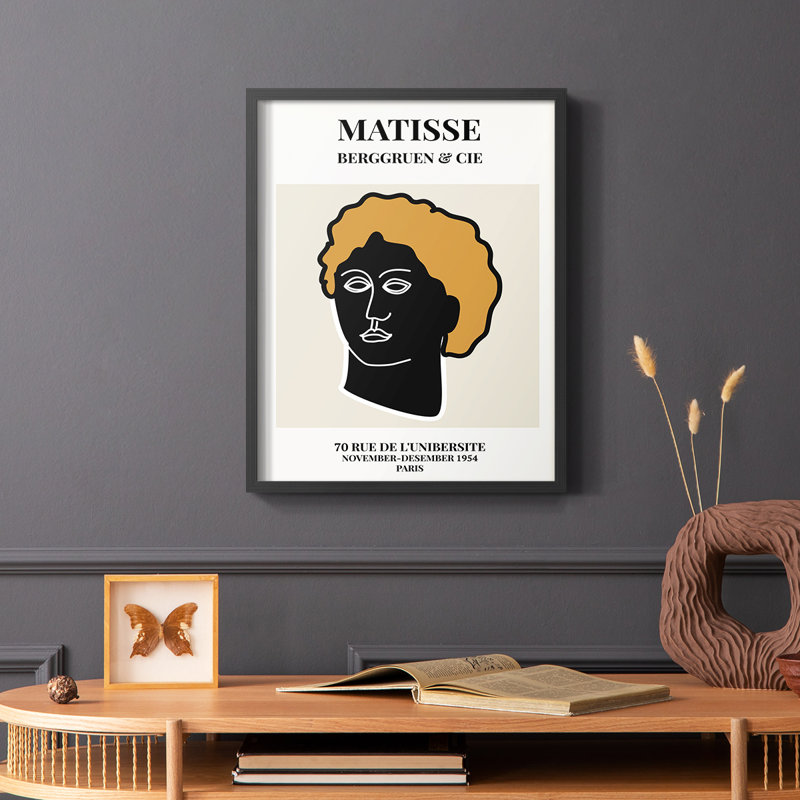 Matisse XLIV, reproduction encadrée - bois massif, Noir, H 28 po x l 22 po