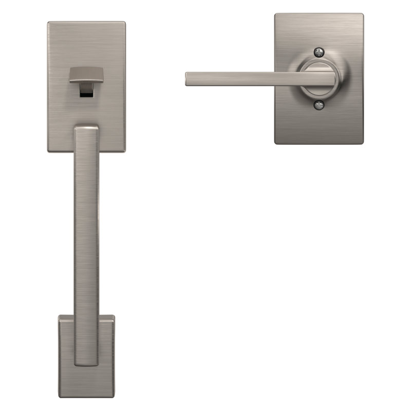 Century Lower Half Handleset and Latitude Door Lever Set (Deadbolt Sold Separately), Satin Nickel