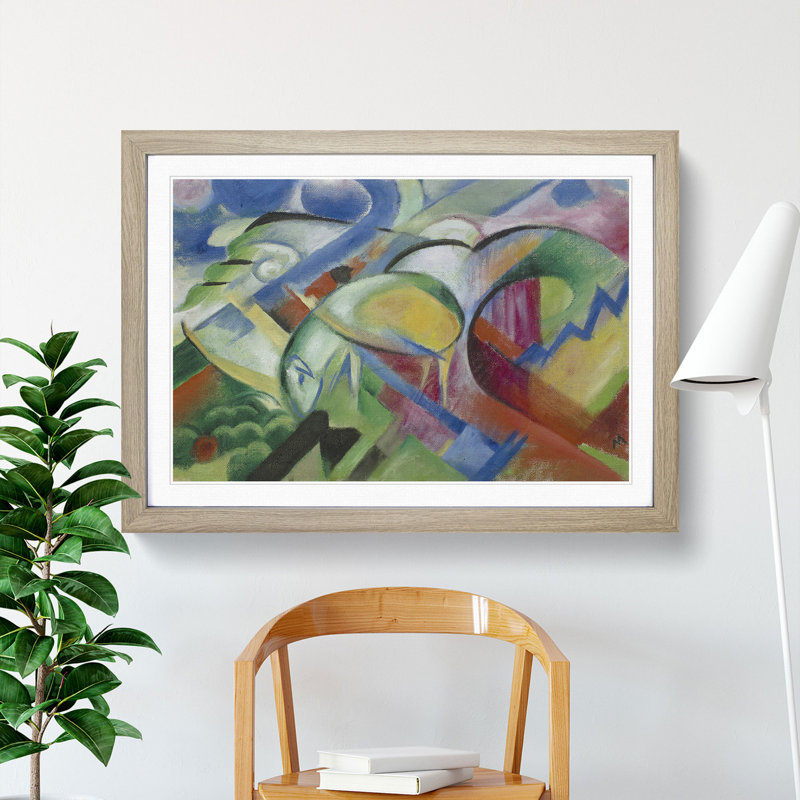 The Sheep by Franz Marc - Framed Print, 65cm H x 90cm W x 2cm D, Oak Framed