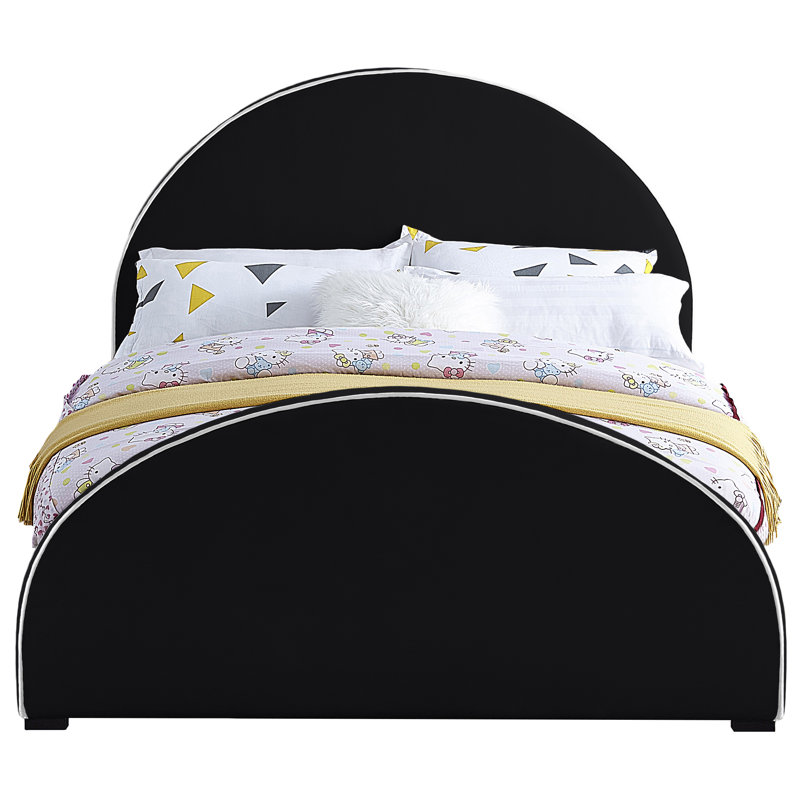 Hilbrand Upholstered Unfinished Panel Bed, Black Velvet, Full