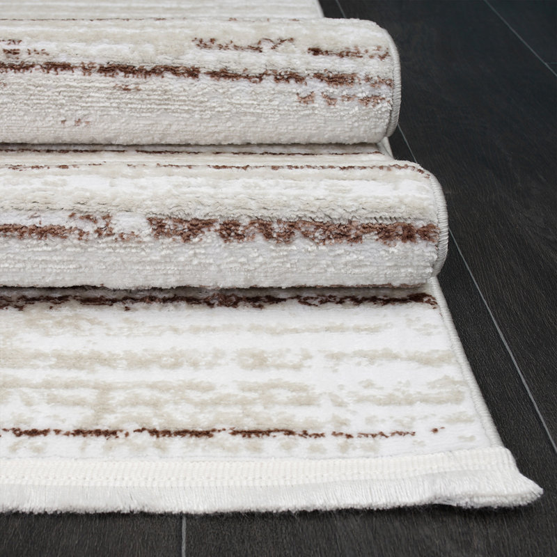 Tapis gris en polyester tissé à la machine Penley, Rectangle 5 pi 3 po x 7 pi 7 po