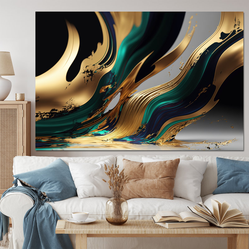 Agate verte et dorée II - art mural abstrait transitionnel pour le salon