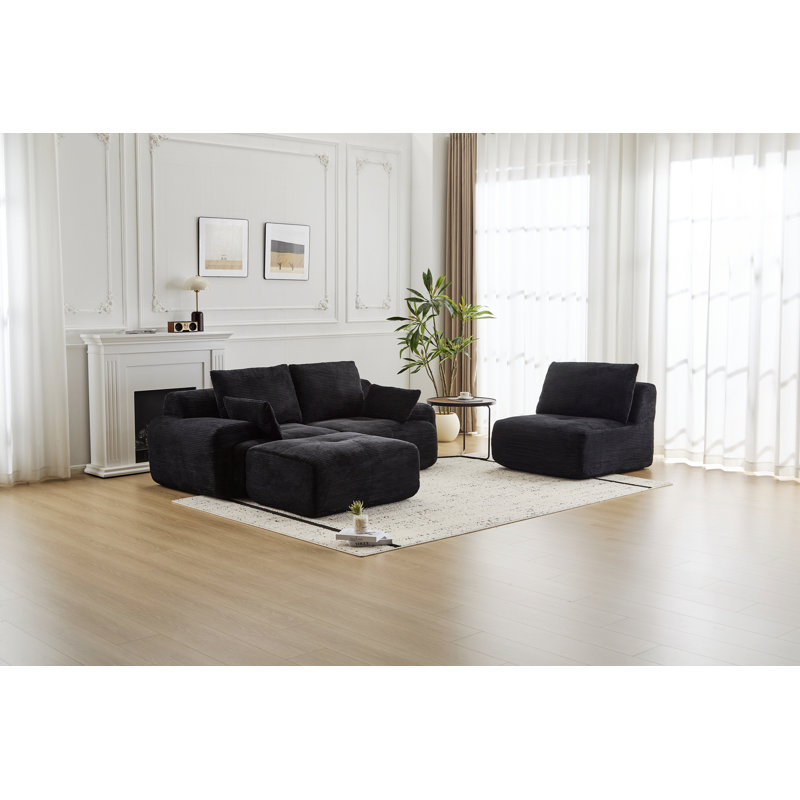Canapé moderne, canapé modulaire pour salon, appartements, chambre à coucher, Noir