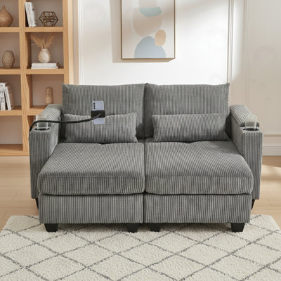 Loveseat with USB Ports, Two Cup Holders and Phone Holder