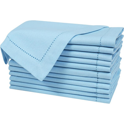 Serviettes de table en coton bleu turquoise 50 x 50 cm, ensemble de 12