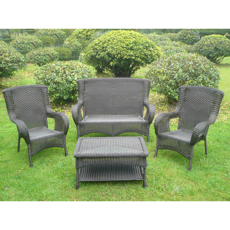 Hanish 4 - Person Patio Conversation Set, Antique Black