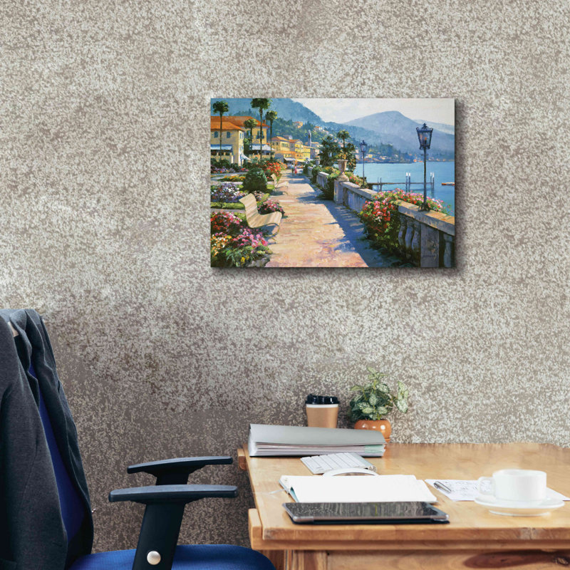 «Bellagio Promenade» par Howard Behrens, impression sur toile giclée sur toile, H 18 po x l 26 po x P 0,75 po