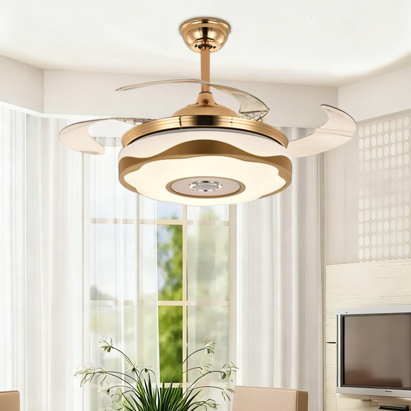 Ventilateur de plafond intelligent 42 po à 4 pales DEL avec télécommande et ensemble d'éclairage inclus, 36"