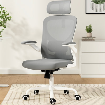 Comfortable Ergonomic Desk Chair With 5.1 - Inch Height Adjustable , 2 Lumbar Support, Breathable Mesh Back, And Flip Up , For Bedroom Gaming Office 30 Rotating Vertical Adjustment, 90 Degree Armrest