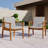 Set Of 2 Outdoor Patio Dining Chair, Teak Color Acacia Wooden Frame, Brown PE Wicker Grey Waterproof Cushion-1446050927