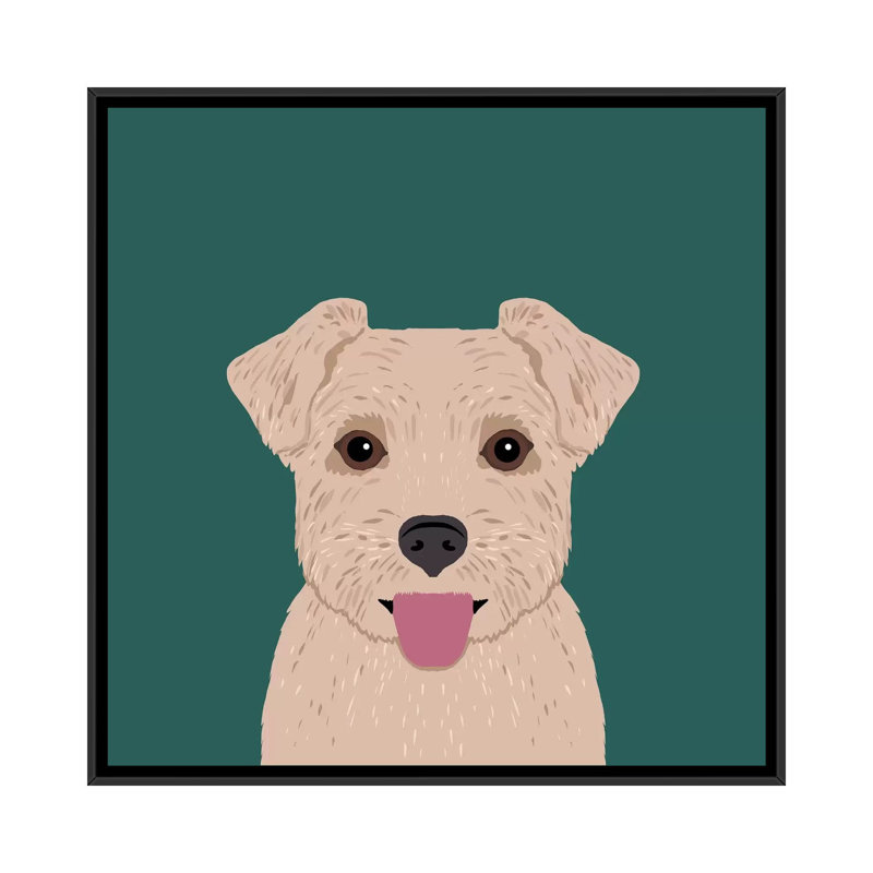 Norfolk terrier, impression sur toile tendue, H 18 po x l 18 po x P 1,5 po, Toile avec cadre noir, Pas de tapis