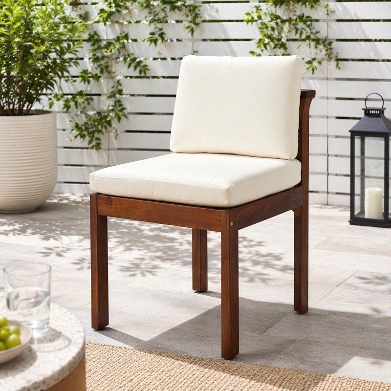 Chaise d'extérieur en bois d'acacia, Brown+Cream-2pieces