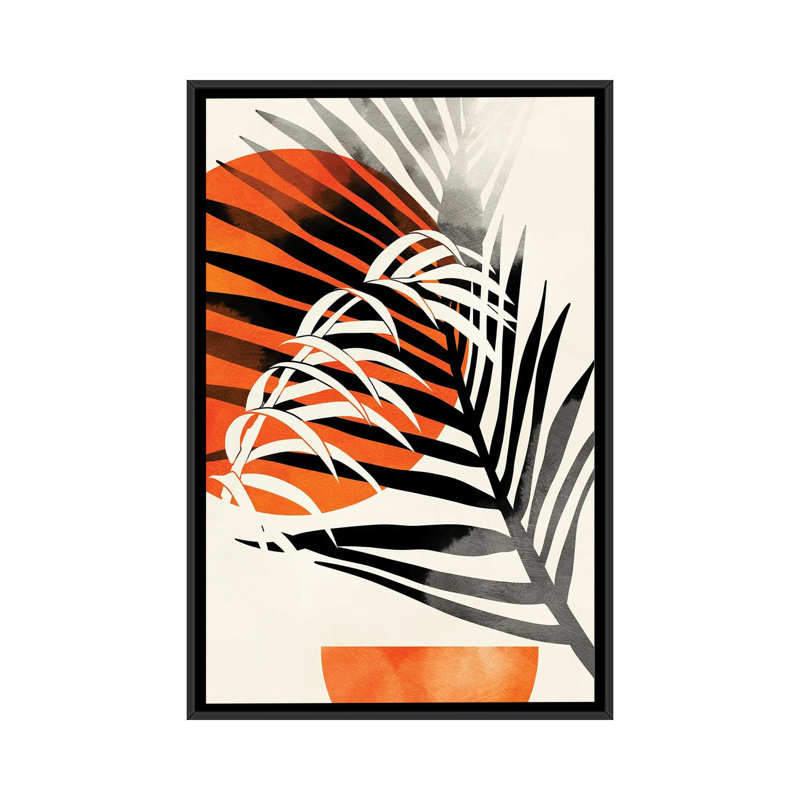 «Palm Leaves» par Ana Rut Bré - impression d'art graphique, Aucun mat, H 40 po x l 26 po x P 1,5 po, Toile avec cadre noir