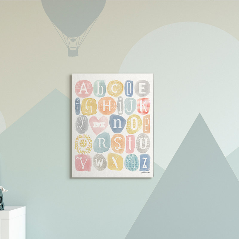 Gracemont, motif doux, aquarelle, lettres, art graphique, Cadre noir, H 30 po x l 24 po x P 1,5 po