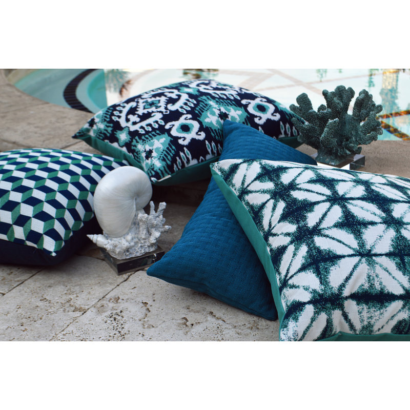 Midori Square Indoor/Outdoor Pillow Cover & Insert, Bermuda