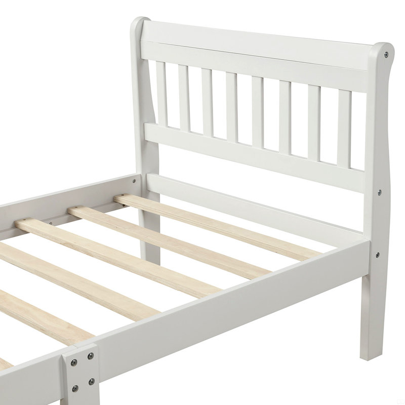 Lit plateforme avec base de lit en bois et lit à panneaux, Blanc