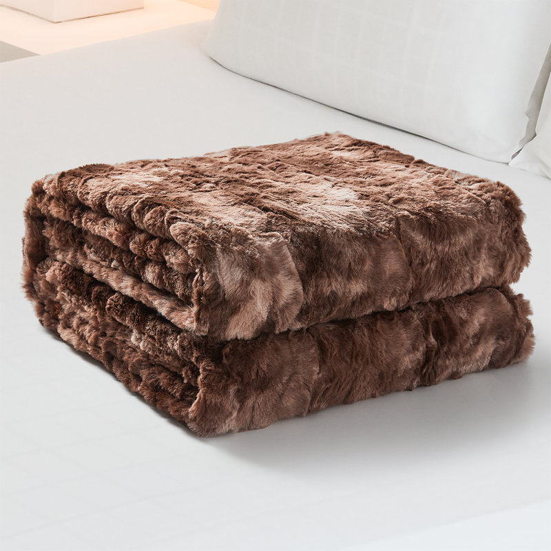 Standard Throw Blanket, 60" W x 70" L, Brown/White
