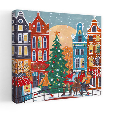 Untitled Abstract Contemporary Christmas Tree Winter Landscape Wall Art Print 1 Piece Wrapped Canvas Wall Art