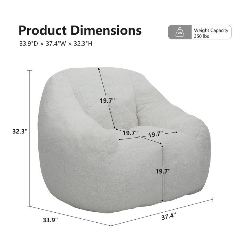 Fabric Bean Bag Chair, White